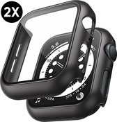 Hoesje voor Apple Watch Series 4 / 5 / 6 / SE - 44 mm Screenprotector - 2 Stuks - Full Cover Hard Case - Zwart