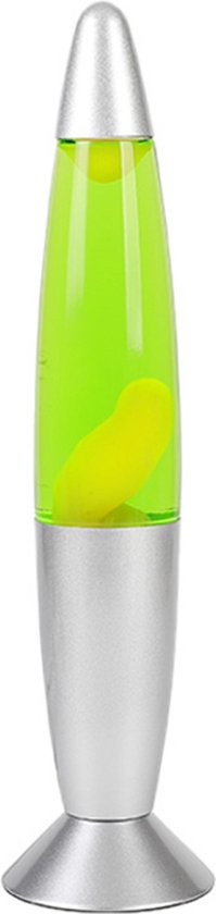 Lampe à Lave - Lava Verte - Basis Argent - Éclairage LED - Éclairage d'ambiance pour Adultes et Enfants - Nieuwe Collection Hiver 2023 - 23W - 35 x 8,5cm