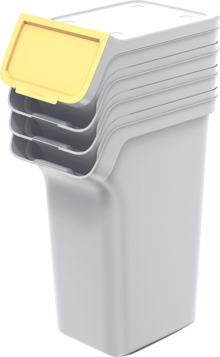 Keden - Afvalbakset / Prullenbakken voor recycling - 4x25 liter - as wit