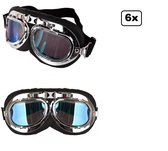6x Lunettes de course adulte noir - Pilote de course aviateur moto lunettes carnaval défilé soirée à thème cerf-volant musical