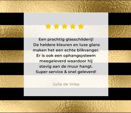 MuchoWow® Tableau en verre 60x90 cm - Peinture acrylique sur verre - Motifs - Rayures - Goud - Photo sur verre - Tableaux