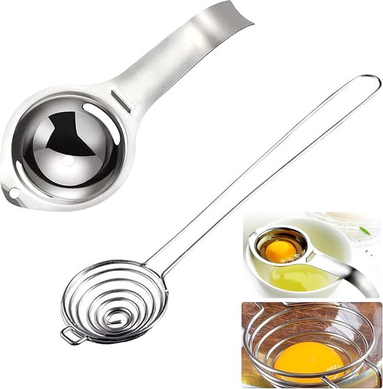 Egg Separator Stainless Steel Egg Separator Egg Separator Made of 304 Stainless Steel Protein Separator Stainless Steel Egg Yolk Separator Egg Separator for Kitchen Aid Separator Baking Tool Pack of 2