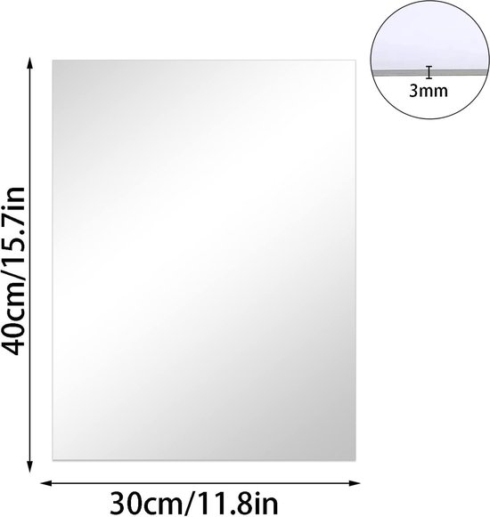 Pack De 2 Miroirs Muraux Autocollants 40x30cm - Acrylique Incassable 3mm - Flexible Sans Cadre - Pour Salle De Bain, Chambre, Dressing