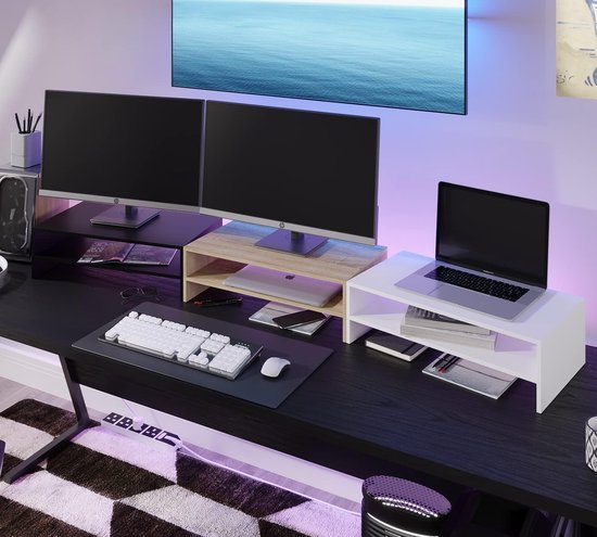 RICOO Standaard voor computermonitoren tot 32 inch, monitor bureauopzetstuk - aluminium Lapdesk MTS042 monitorstandaard beeldschermverhoging beeldschermstandaard laptop tafel laptoptafel
