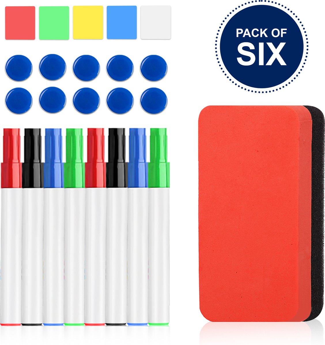 Duerté Whiteboard Stiften Pakket XXL - Markers + Magneten + Wisser+ notities - Stiften voor Kinderen & Volwassenen