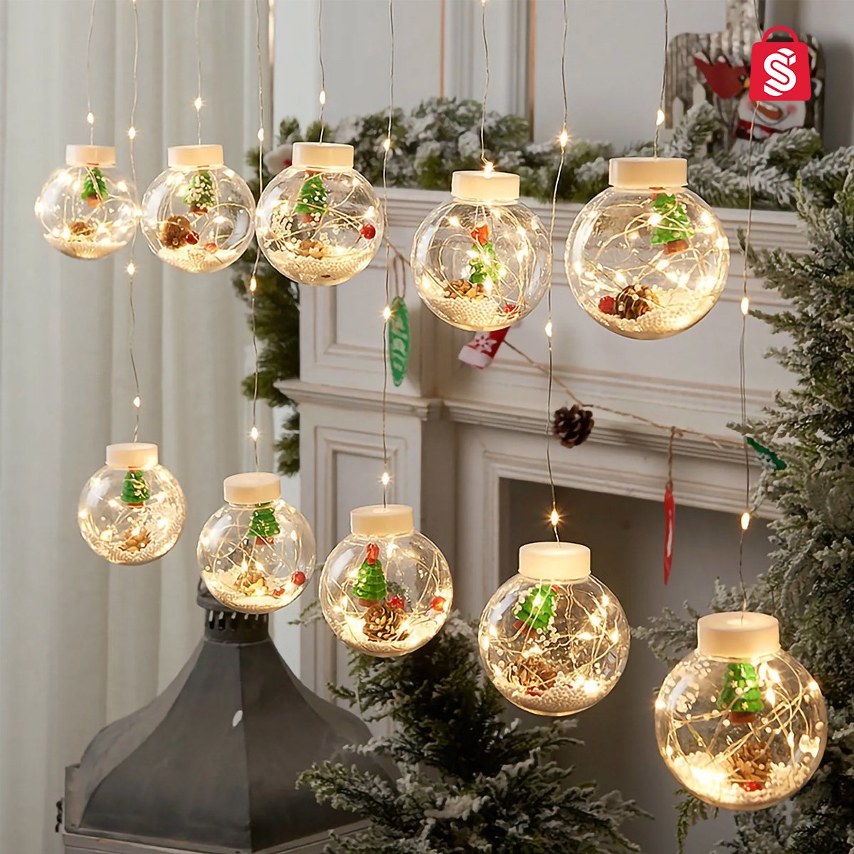 3*3M 300LED rideau fée guirlande lumineuse décoration de Noël IP65 USB  BLANC CHAUD