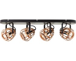 Brillant | Nikka spotbar 4-vlammen zwart/naturel | 4x D45, E14, 28W, geschikt voor druppellampen (niet inbegrepen)