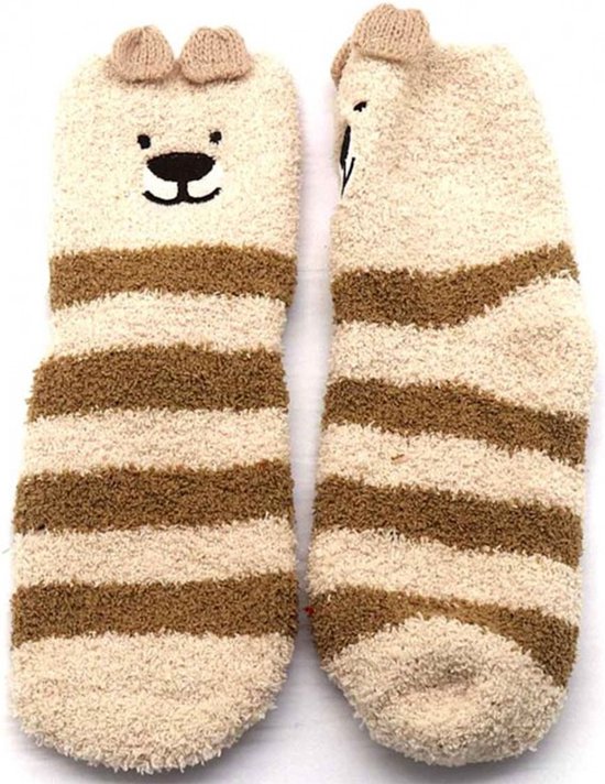 Chaussettes moelleuses, chaussettes d'hiver chaudes, 2 PAIRES, chaussettes de maison, douces, avec motif ours, ours, taille unique (35-40), astuce cadeau !