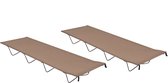 vidaXL - Campingbedden - 2 - st - 180x60x19 - cm - oxford - stof - en - staal - taupe