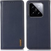 KHAZNEH Xiaomi 14 Hoesje Retro Wallet Book Case Blauw