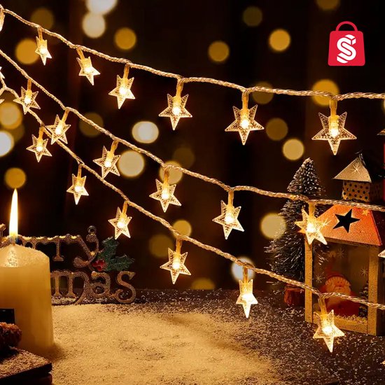 Guirlande lumineuse étoiles à LED, Sapin de Noël avec des lumières, Décorations de