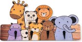Porte-manteau enfant animaux - Chambre d'enfant - 4 Crochet - 40 cm - Accessoires chambre bébé - Animaux mignons - Zwart - Porte-manteau mural - Avec matériel de montage