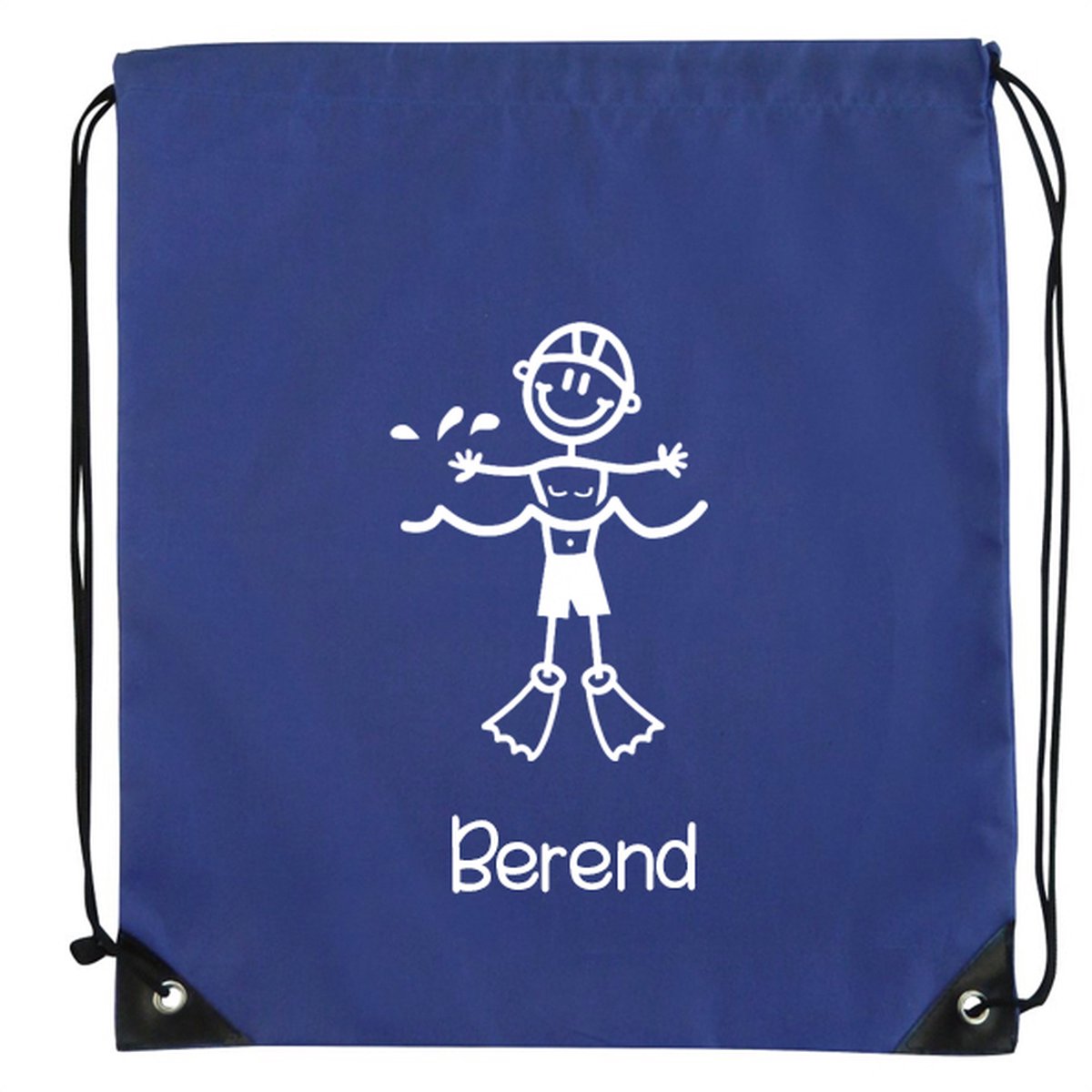 Zwemtas - rugtas - blauw - met naam - 36cm x 41 cm