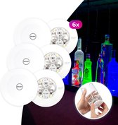 Flesverlichting - LED onderzetter - 3M Stickers - RGB - 6 STUKS
