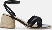 Mangará Marica Dames sandalen Raffia en Leer - Zwart - Maat 40