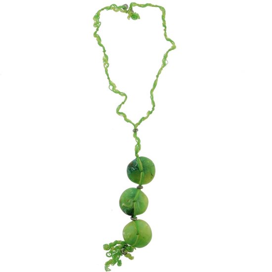 Behave Lange ketting - groen - hanger met grote kralen - 60 cm