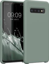 kwmobile telefoonhoesje geschikt voor Samsung Galaxy S10 - Hoesje met siliconen coating - Smartphone case in Regenwashed groen