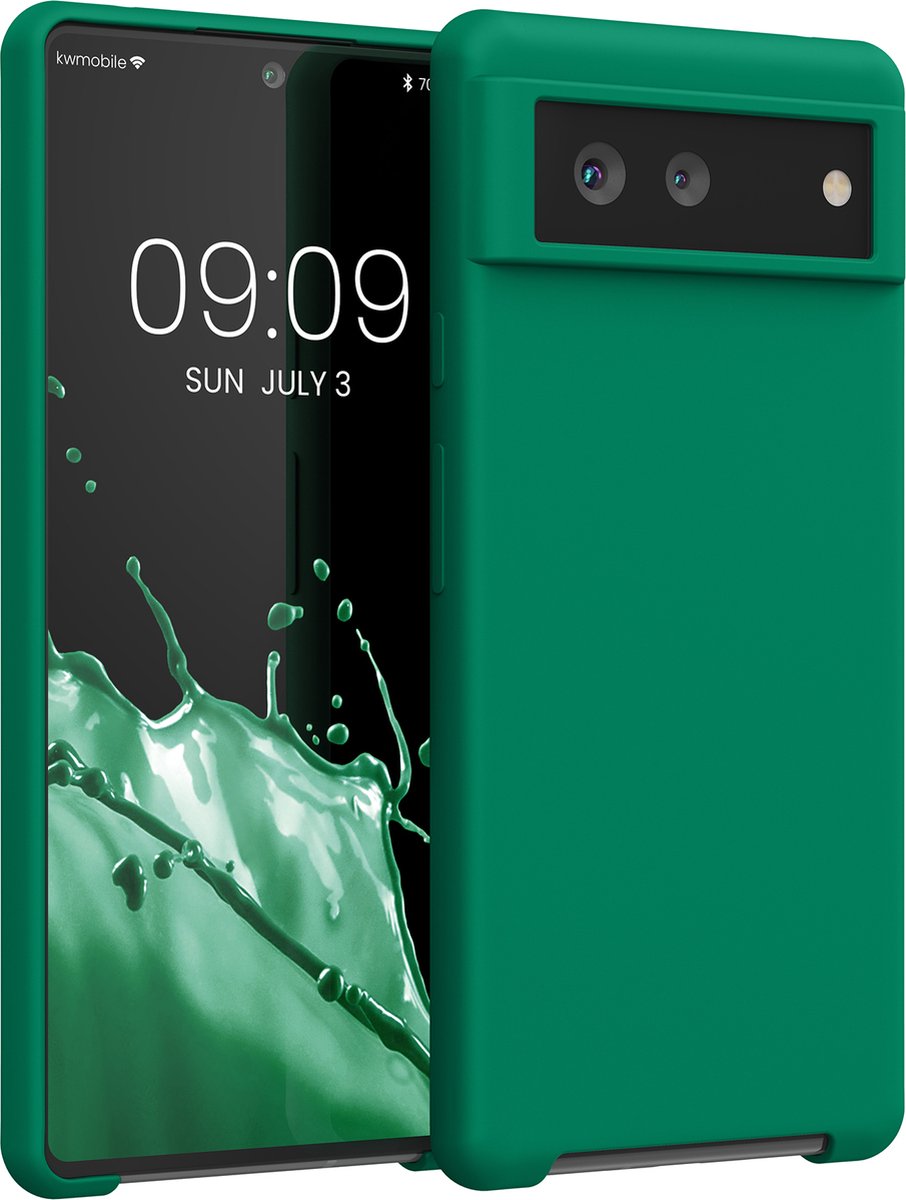 kwmobile telefoonhoesje geschikt voor Google Pixel 6 - Hoesje met siliconen coating - Smartphone case in smaragdgroen