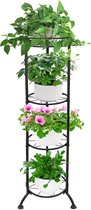 4 lagen metalen plantenstandaard voor binnen, 115 cm hoog, bloemenrek voor meerdere planten, hoek plantenhouder, rek voor terras, tuin, outdoor, balkon, woonkamer (A)