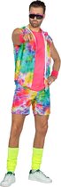 Wilbers & Wilbers - Jaren 80 & 90 Kostuum - Fit Boy Miami Ken Jaren 90 - Man - Roze, Multicolor - Small - Carnavalskleding - Verkleedkleding