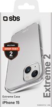SBS Extreme X2 - Telefoonhoesje geschikt voor Apple iPhone 15 Shockproof Hardcase Hoesje - Transparant
