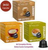 Coffee italien - Amaretto, Crème brûlée, Cappuccino - Convient pour machine Dolce Gusto - 3 x 32 - Forfait essai