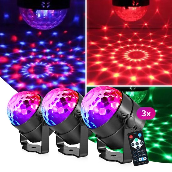 Lampe Disco LED Boule Disco Rotative - Party Sphere - Set de 3