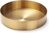 Ronde roestvrijstalen dienblad dienblad gouden sieraden en make-up organizer/kaarsplaat goud (14 cm)