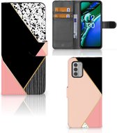 GSM Hoesje Geschikt voor Nokia G42 Bookcase Black Pink Shapes