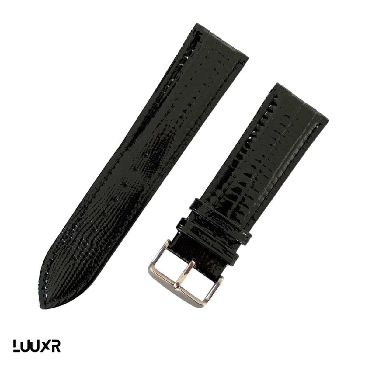 Luuxr strap black 22mm lizard look lulibl220001