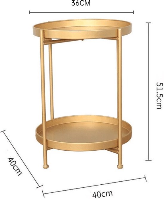 TDR - Nordic simple dubbellaagse kleine salontafel goud - Merkloos