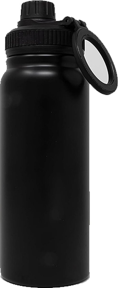 Waterfles met telefoonhouder - Thermofles met MagSafe Ring en zeef - Zwart