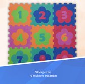 Puzzelmat Bloemen met getallen 1 t/m 9 – Speelmat – Vloerpuzzel – 9 tegels – 33 onderdelen