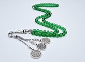 Tasbih 99 Kralen Natuursteen "Groene kwartz" – Met tassel Metaal -Tasbeeh 8 mm diameter van de korrel - Model9- Een cadeau voor Moederdag en Vaderdag