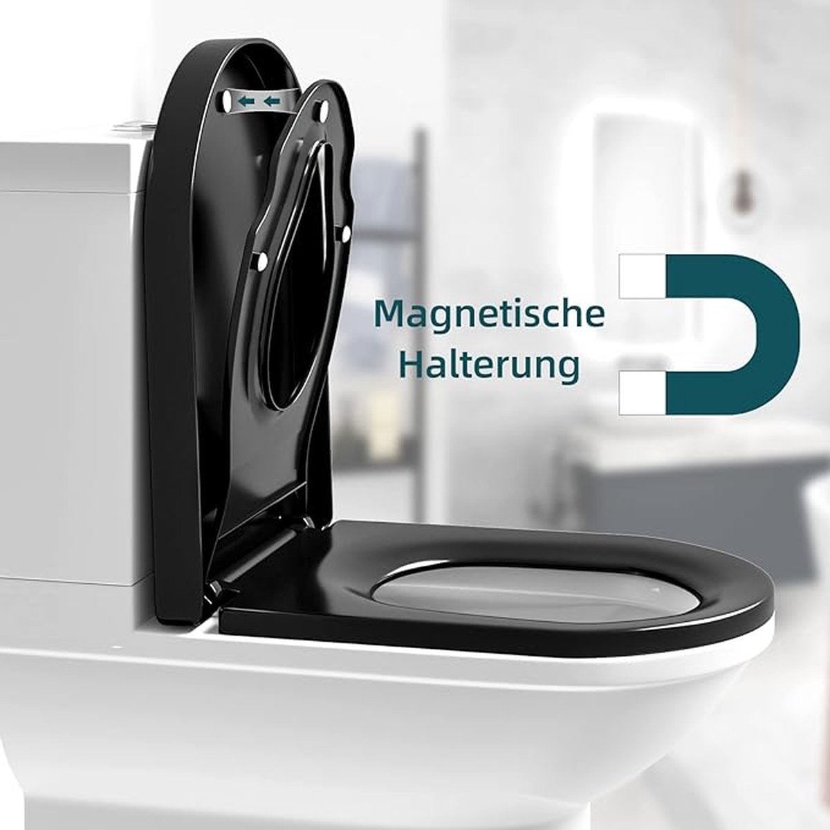 Goedkoopste closing mechanism I High quality - toiletdeksel met snelsluiting voor eenvoudige reiniging, Duroplast wc-deksel