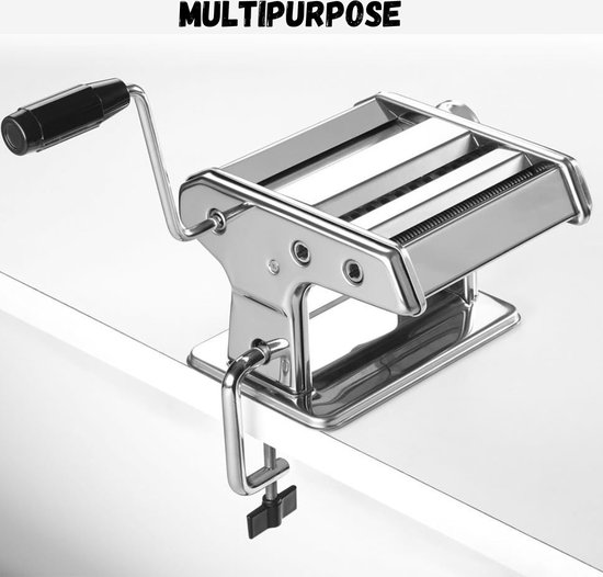 Pastamaker - Pasta Machine - 3-in-1 - RVS - Met Tafelklem - 7 verschillende diktes - Keukengerei - Housewarming Cadeau — afbeelding 3
