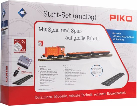 Piko Trein H0 RC Startset - Goederentrein met 2 wagons geschikt voor bouwstenen (57143) - Piko H0