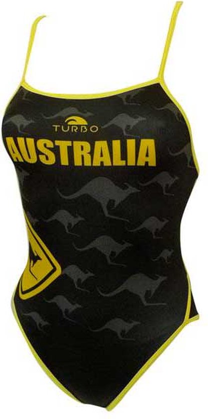 Maillot de bain Turbo Australia Kangaroo Signal à fines Bracelets Zwart 9-10 ans Fille