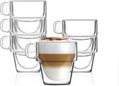 Set van 6 SENSO-glazen van 280 ml met dubbele wand - Vialli Design - koffie - cappuccino - thee