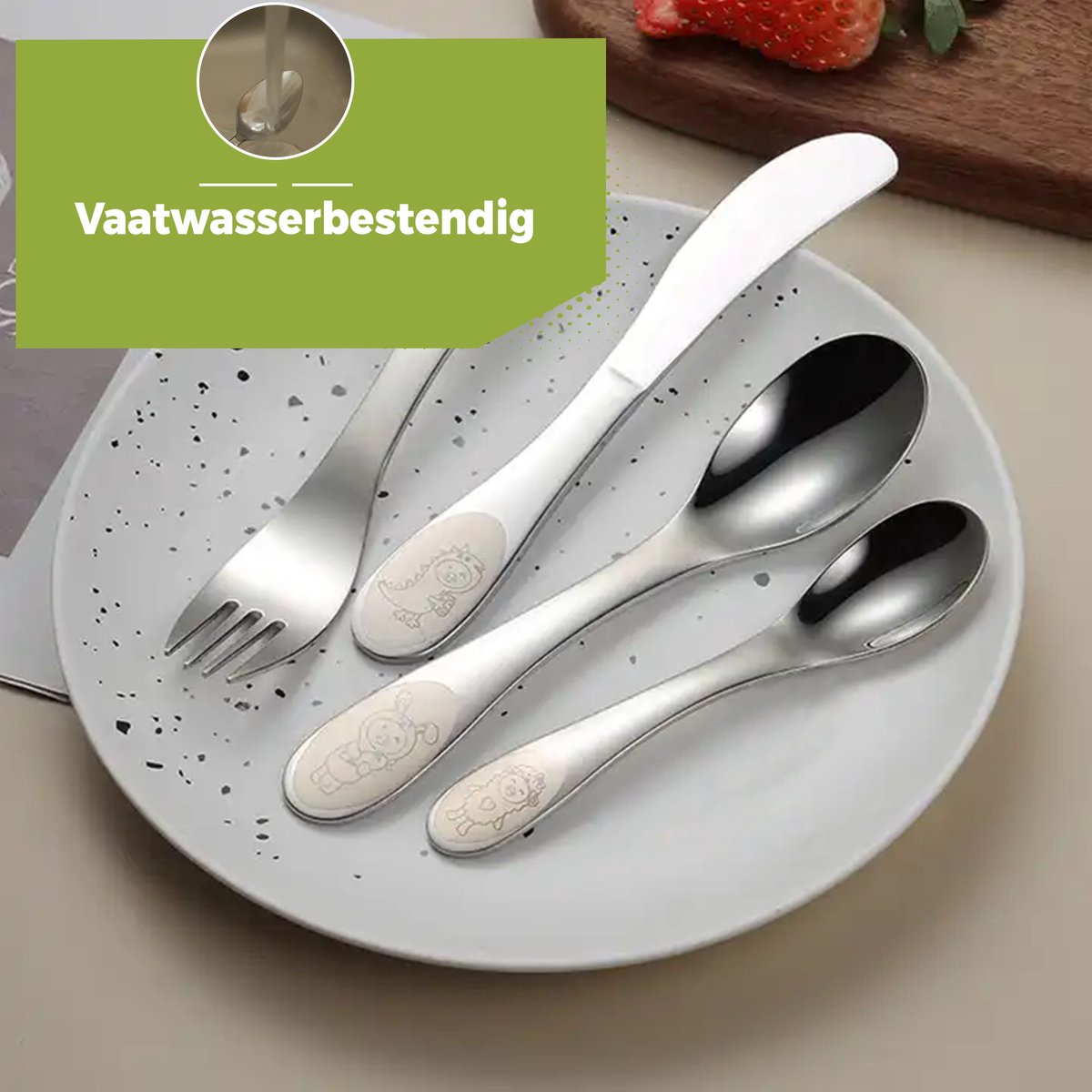 HI NATURE Kinderbestek 4-delig – RVS - Afbeelding 8