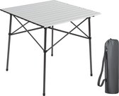 Folding Aluminium Camping Table Square Table 4 Seater Compact Garden Table with Carry Bag for Picnic Camp Backyard BBQ Silver