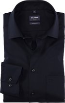 OLYMP Luxor modern fit overhemd - structuur - zwart - Strijkvriendelijk - Boordmaat: 42