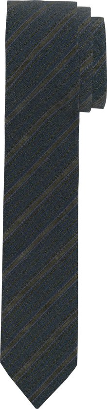 OLYMP extra smalle stropdas - olijfgroen gestreept - Maat: One size