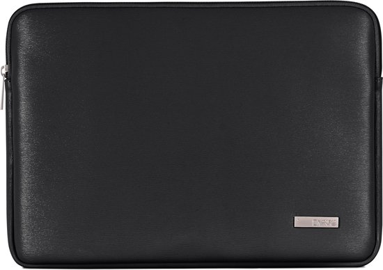 Housse d'ordinateur portable noire Canvas Artisan avec surface texturée et logo métallique.