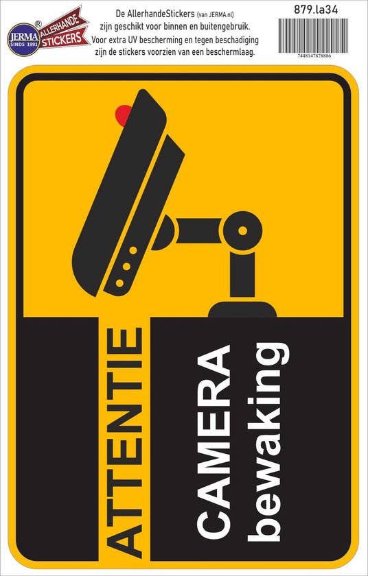Attentie camera bewaking sticker duidelijk herkenbare sticker. | bol