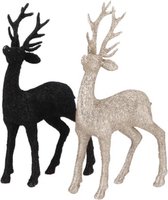Sparkle black/gold deer 28x15x6cm - set van 2 - rendier - kerst