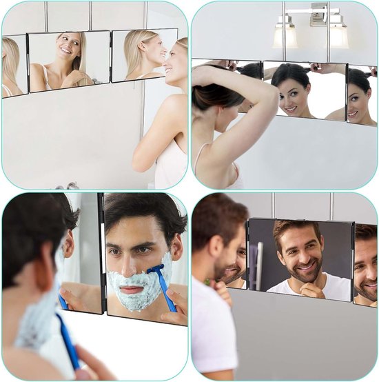Miroir Cosmétique 360° Dottall - Miroir 3 Voies Réglable Avec Crochet - Pour Maquillage, Rasage, Coiffure