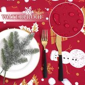 Rond tafelkleed kerstdecoratie, waterdicht tafelkleed voor eetkamer, sneeuwvlok tafelkleed, lekvrij, afwasbaar, rond, 70 inch