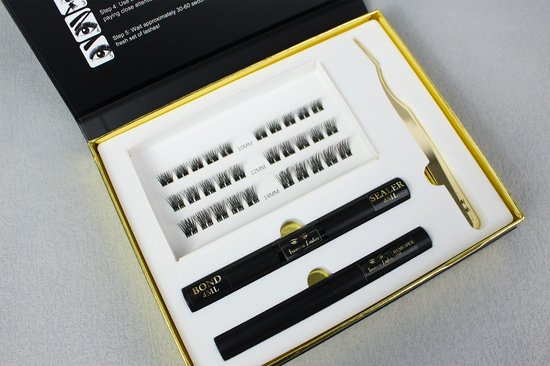 Cils Treasurebycb | Cils professionnels | kit de démarrage | Extensions de cils DIY | cils spectaculaires de luxe | Faux cils | grappes de cils | cils naturels | y compris liant/colle, scellant, dissolvant et pince à épiler