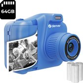 Denver Kindercamera Full HD met Printer - Selfie Camera - 48MP - Digitale Camera Kinderen - Foto en Video - Spelletjes - KPC1370 - Blauw